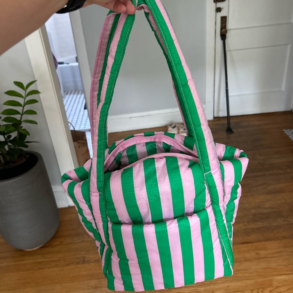 Striped Pink and Green Tote Bag